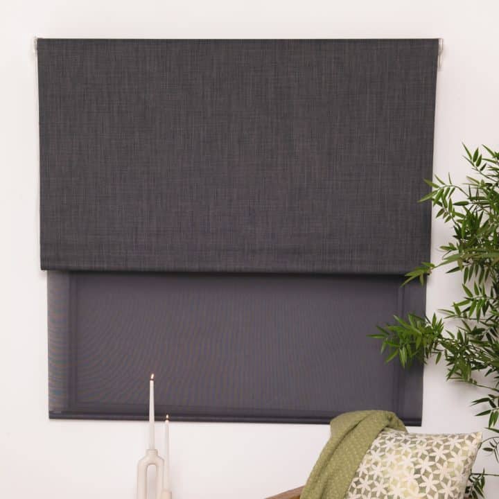 FABRIC ROLLER BLIND BLOCKOUT AND SHEER SET GRAPHITE
