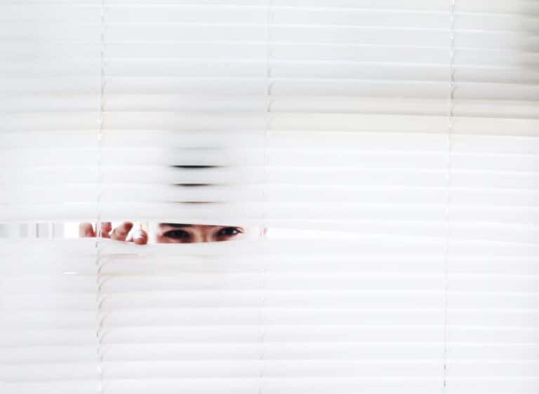 PVC Venetian Blinds peeking