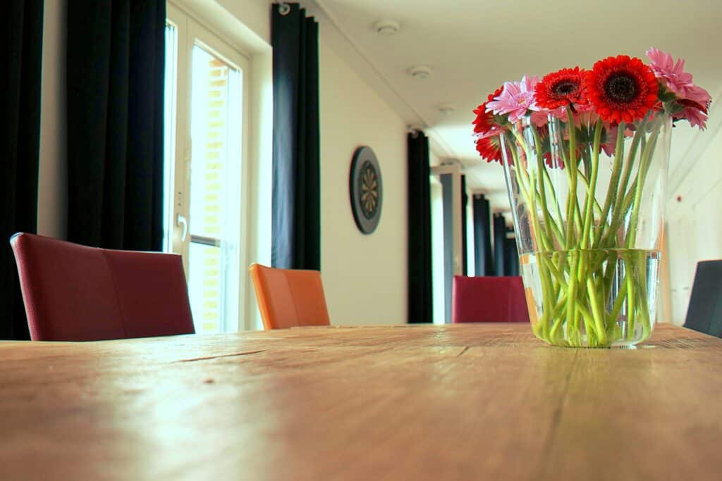 vase standing on table