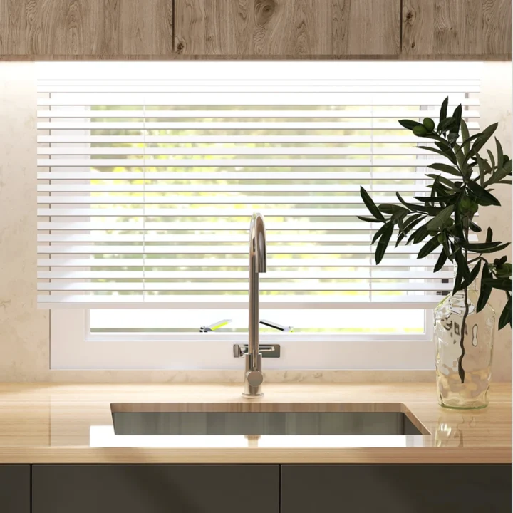 50mm PVC Fauxwood Venetian Blind - White - Image 5